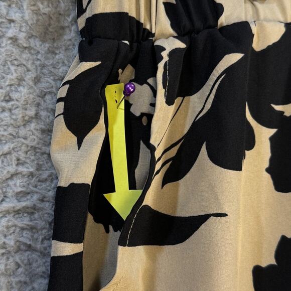 Emery Rose Womens Tan Black Floral Wide Leg Pants XL Regular - Picture 9 of 10